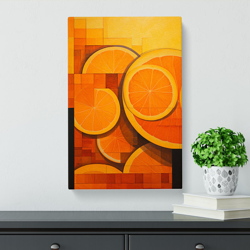 Sliced Orange Cubism - Wrapped Canvas, 76cm H x 50cm W x 3cm D