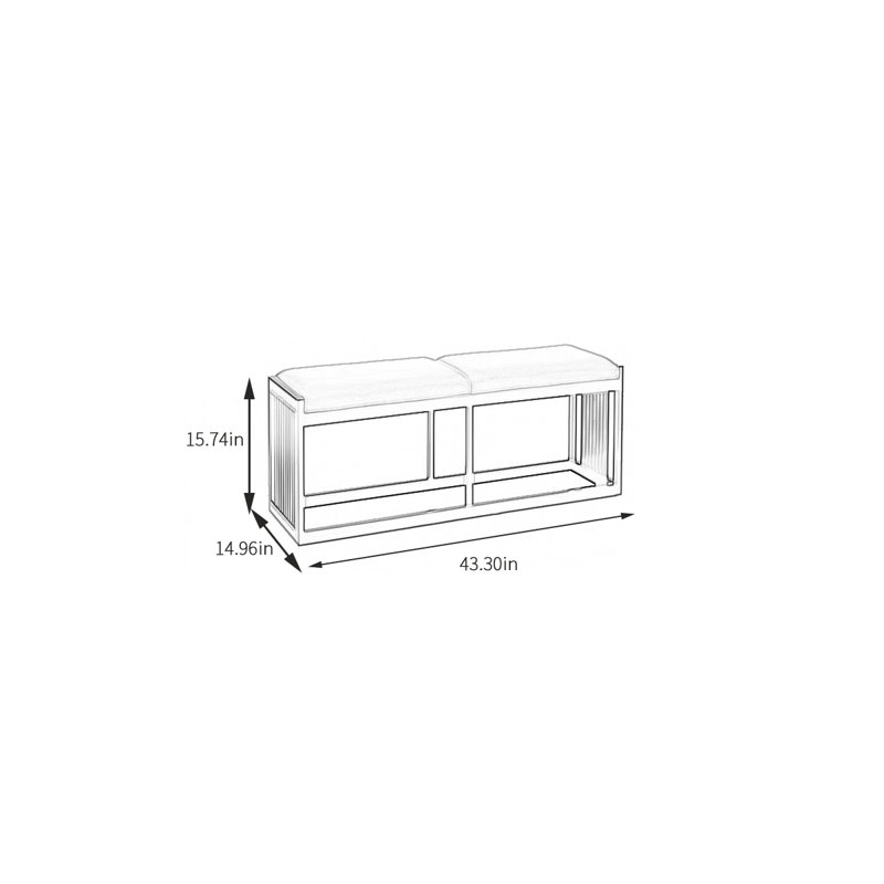 Banc rembourré en tissu Klodiana, H 15,74 po x l 43,3 po x P 14,96 po