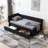 Twin Size Upholstery Velvet Height Adjustable Day Bed with Storage Headboard-1898537437