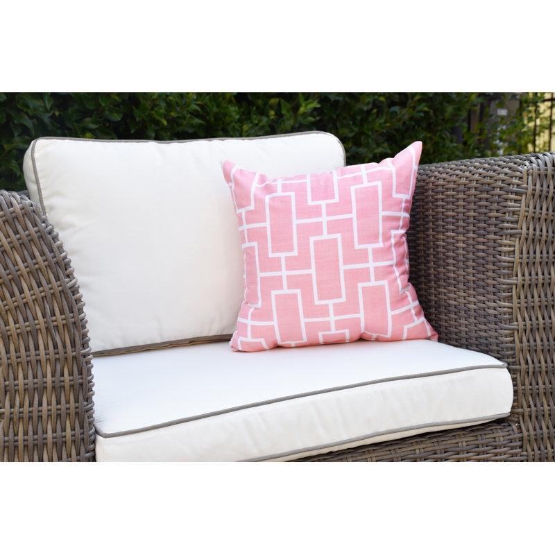 Palm Beach Geometric Outdoor Reversible Throw Pillow, 16" x 16", Coral