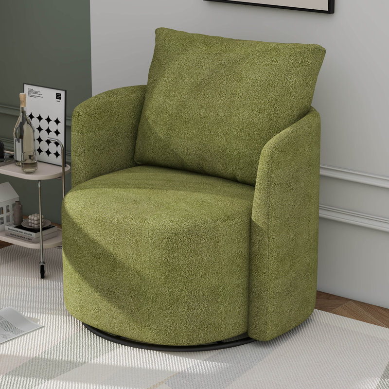 Fauteuil d'appoint pivotant à 360 ° avec accoudoirs ergonomiques et coussin décoratif, Vert
