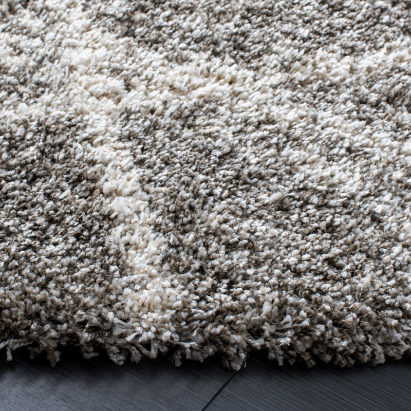 Goines Geometric Distressed Grey/Ivory Area Rug, Rectangle 3' x 5'