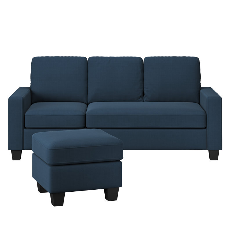Canapé et chaise longue réversible de 78 po avec repose-pieds Rickmansworth, Polyester bleu paon