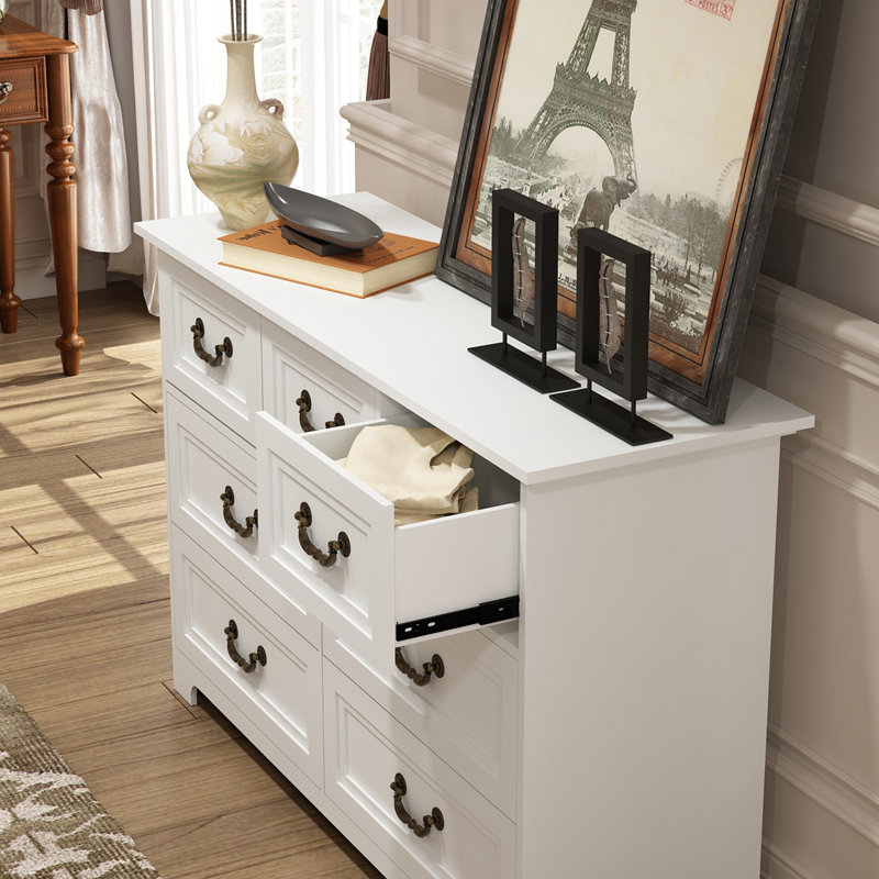 Commode 7 tiroirs Locicero (l 47,2 po), Blanc