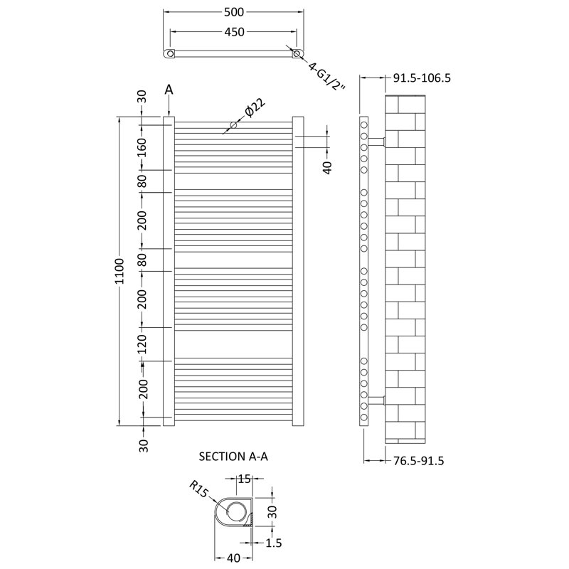 Straight Towel Rail Heated Towel Rails
