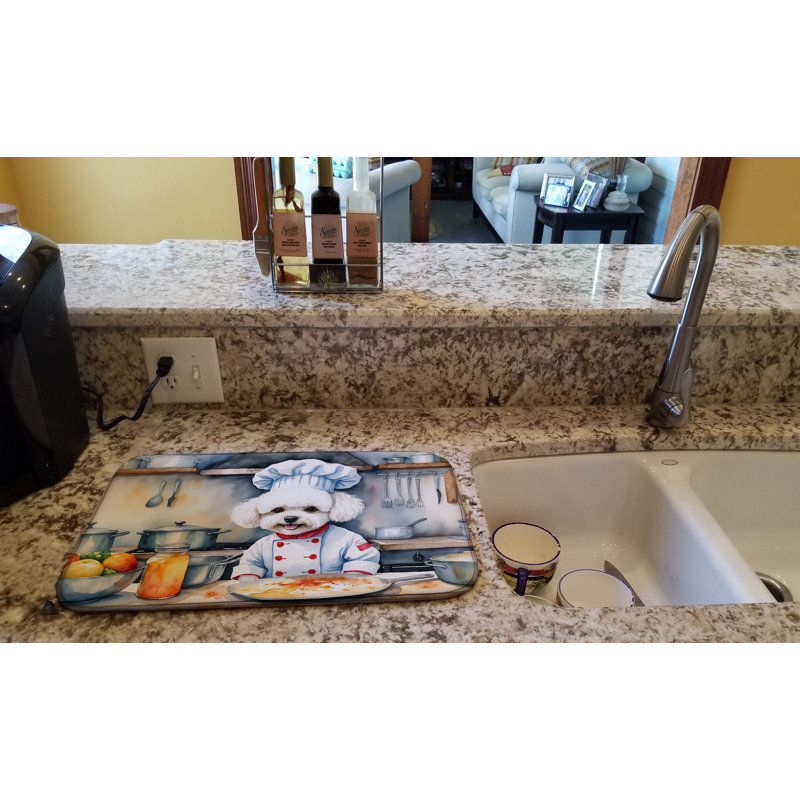 Bichon Frise The Chef Dish Drying Mat