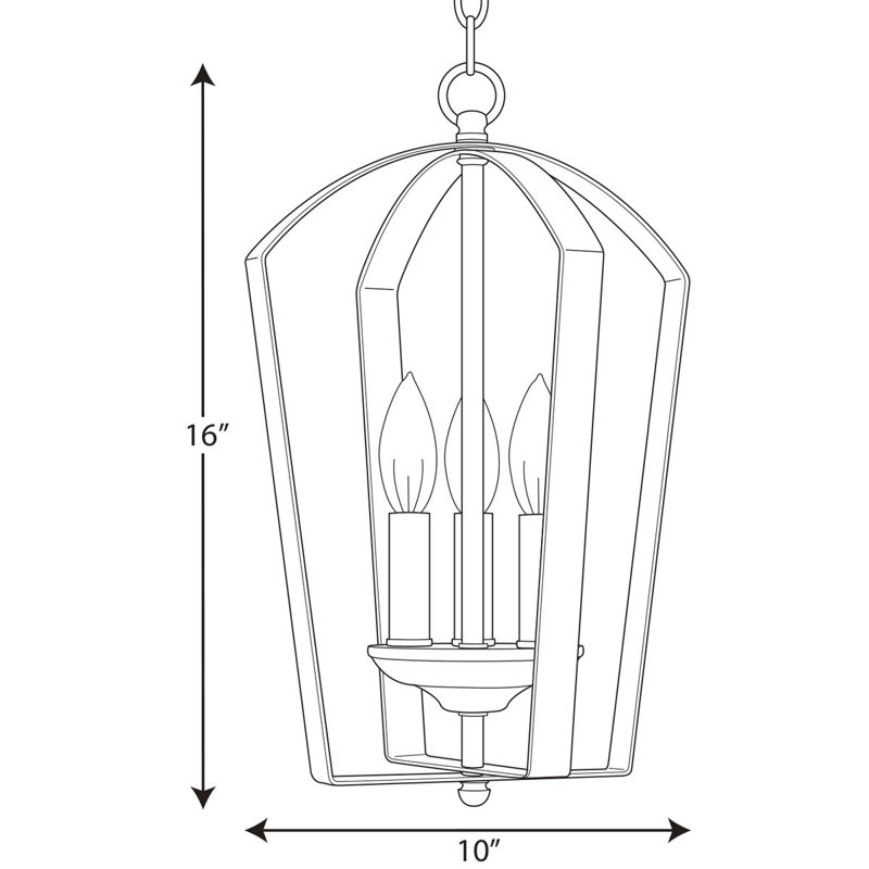 Luminaire suspendu géométrique à 3 lumières Carilynn, Bronze Antique