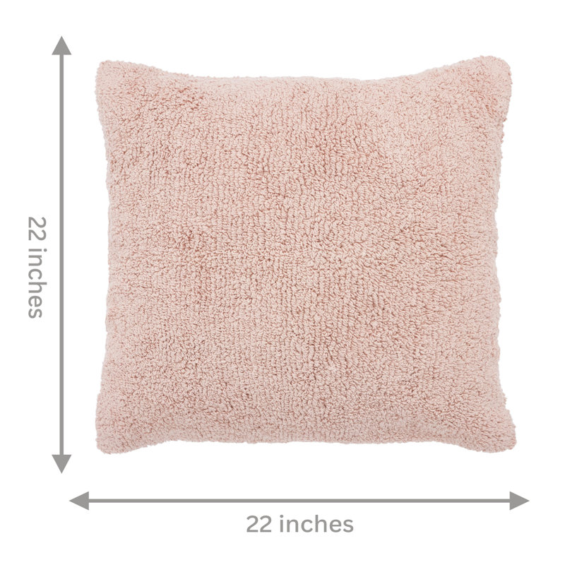 Housses de coussin décoratives en coton touffetées de couleur unie, Rose, Carré 22 po