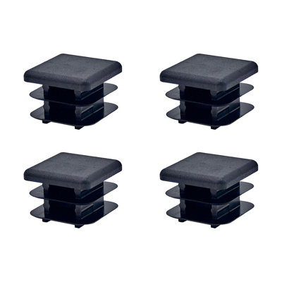 Outwater Plastic 7/8" Square Insert End Caps For Tubing, Finishing Plug For Square Tubing Chair Glide, Floor Protector, Fits Multi Gauge Tubing, USA Made, 4 Pack