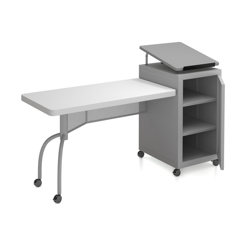 Oklahoma Sound Edupod Teacher's Desk & Lectern Combo, Grey Hammer Tone