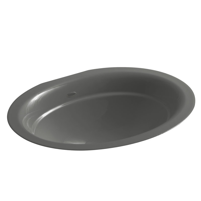 Serif Metal Oval Undermount Bathroom Sink, Thunder Grey