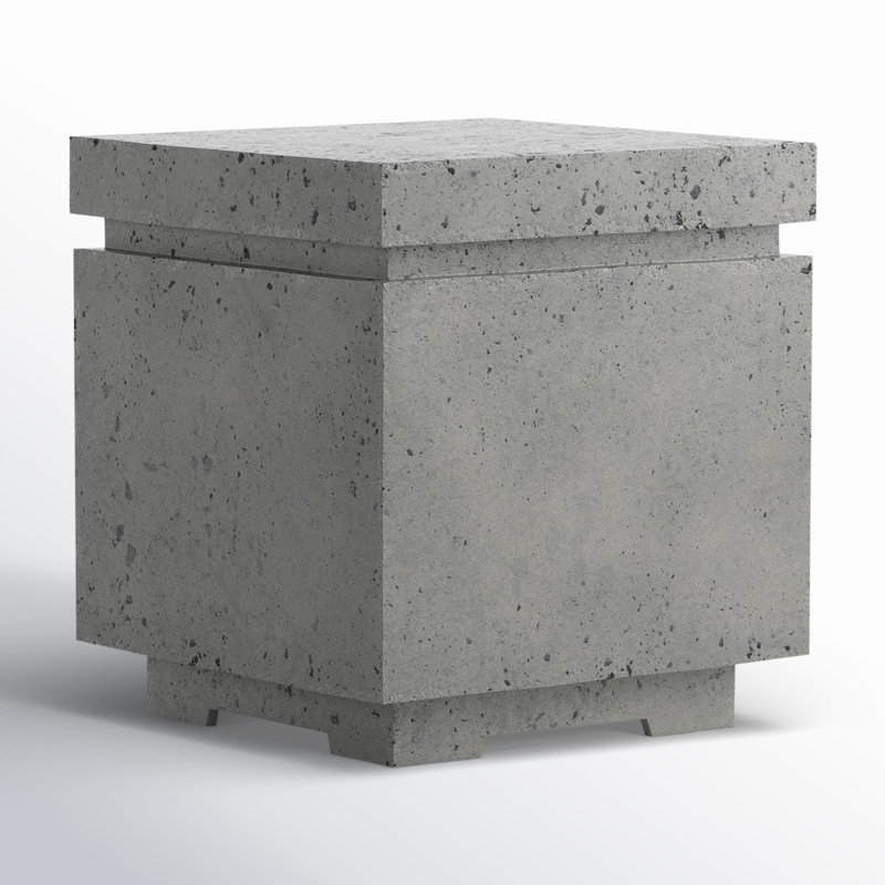 Posen 21.5" H x 20" W Concrete Propane Outdoor Fire Pit Table, Pewter Concrete