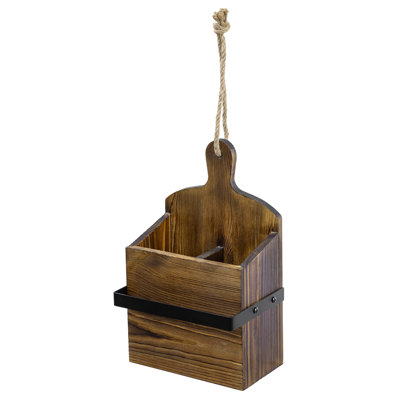 Solid Wood Rectangle Utensil Crock