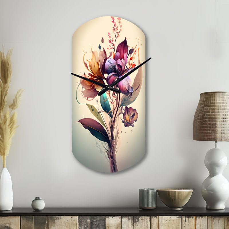 Horloge murale Nosko Orchid Floral Design I - Orchid, Petit