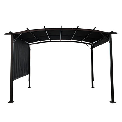 12x9 Ft Outdoor Pergola With Retractable Shade - Steel Frame For Backyard Picnics And Gatherings 12 X 9 Patio Gazebo Frame, Sunshade Gardens