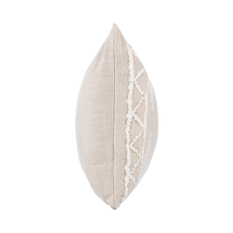 Abbey Linen Blend Pillow Cover & Insert, Ivory, Rectangle 14"H x 26"W