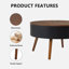 Table basse ronde de 31,5 po avec un design sculpté et un espace de rangement convenant au style rétro-129438649
