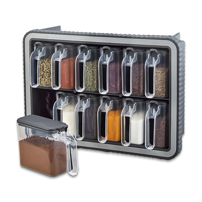 Ensemble de pots à épices 13 pièces allant au lave-vaisselle, Gris