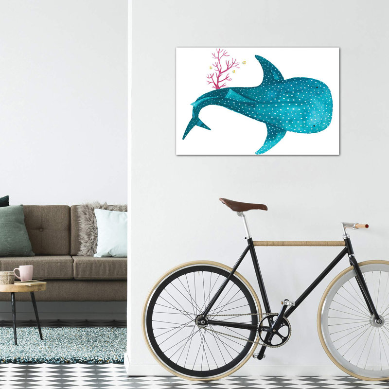 " Whale Shark With Coral ", 40" H x 60" W x 1.5" D, Wrapped Canvas, No Mat