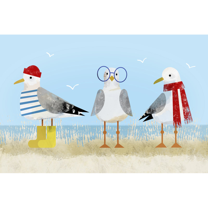 Sassy Seagull Trio I by Victoria Barnes - Wrapped Canvas Print, 30 cm H x 46 cm W