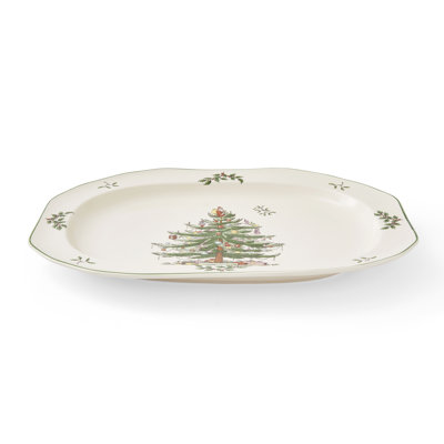 Spode - Arbre de Noël - Plateau ovale sculpté