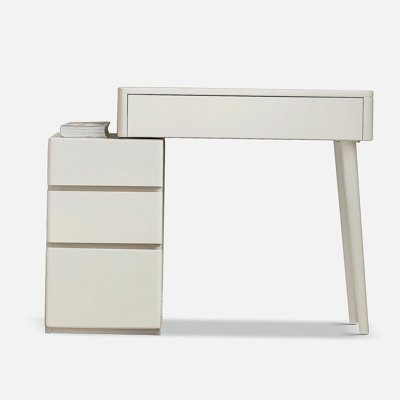 (With Stool) Dresser Table dresser 100% solid Liriodendron Chinense table table desk top table dresser compact dresser accessories storage width 80cm storage drawer White wood natural  without mirror