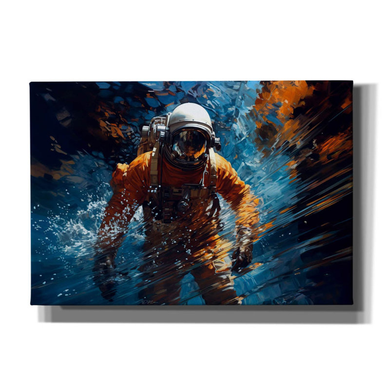 Ivy Bronx, «Astronaut In Space And Water» par Momart, art mural sur toile, H 18 po x l 26 po x P 0,75 po