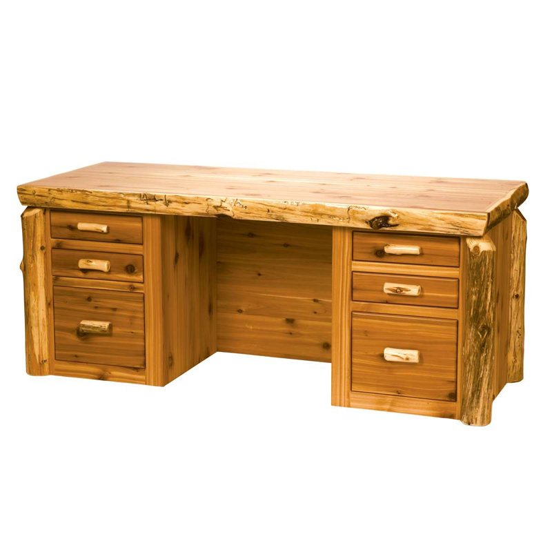 Bureau de direction en bois de cèdre Fireside Lodge - Naturel - Verre liquide, Verre liquide