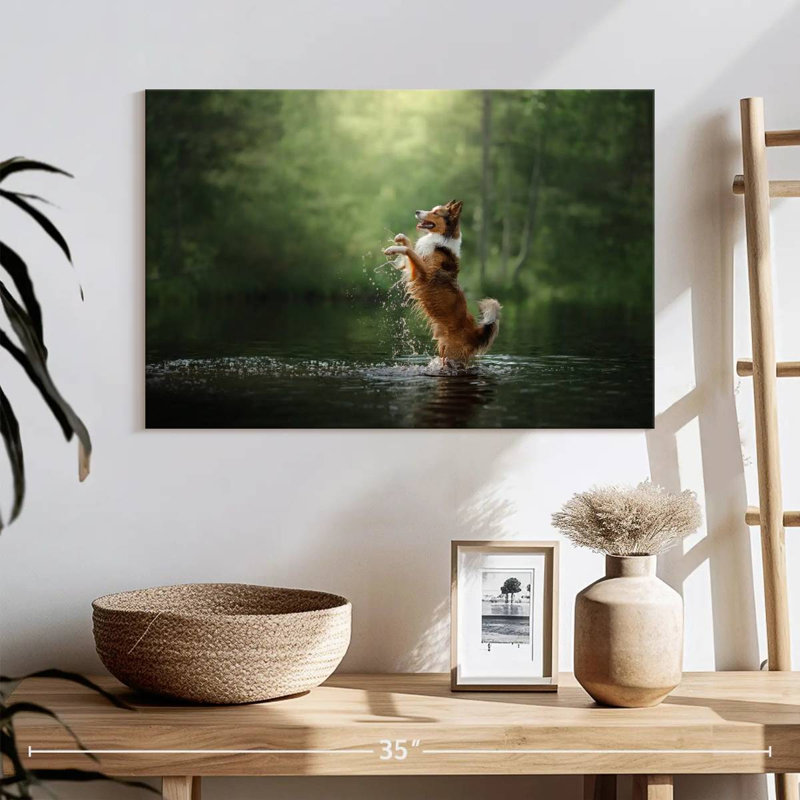 Playful Lake Dog, 16" H x 24" W