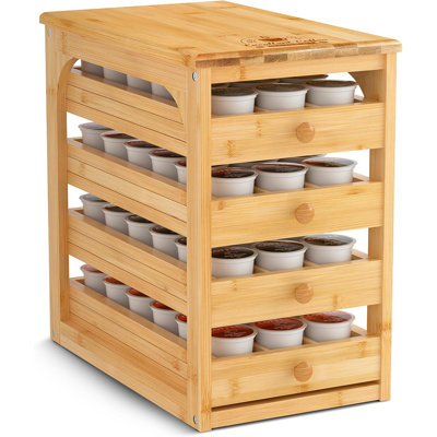 Coffee Pod Holder Drawer, 4-Tier Coffee Pod Organizer Drawer, Coffee Pods Rack Storage, Compatible With K Cups Pods, 72 Pods, Bamboo, Vertical -  Latitude RunÂ®, FBBEEF2172CF429D8C5D0121B3B277FB