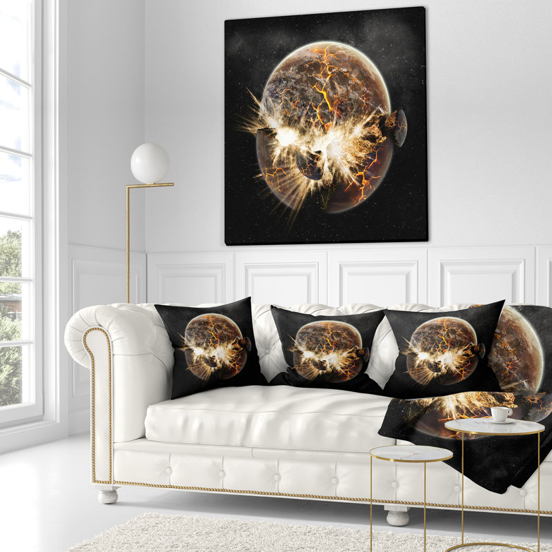 Earth Apocalypse - coussin abstrait imprimé, 16 po x 1 po, Coussin décoratif