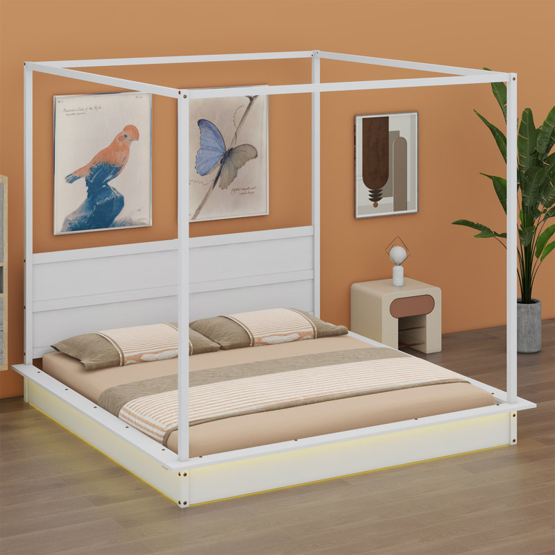 Andenwood Canopy Bed, LED Platform Bed, King