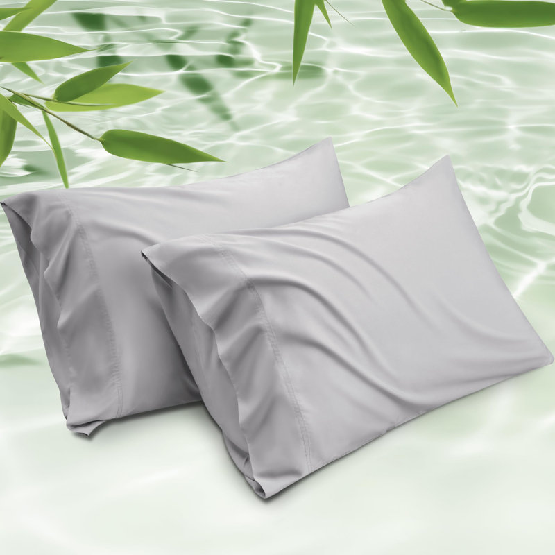 Rayon from Bamboo Cooling Pillowcase, Light Gray, King Pillowcase