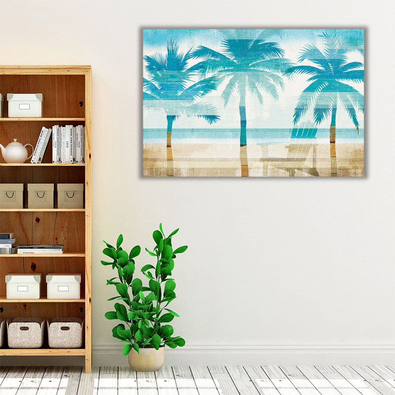 Beachscape Palms with Chair - Canvas Print Wall Art, 20" H x 30" W