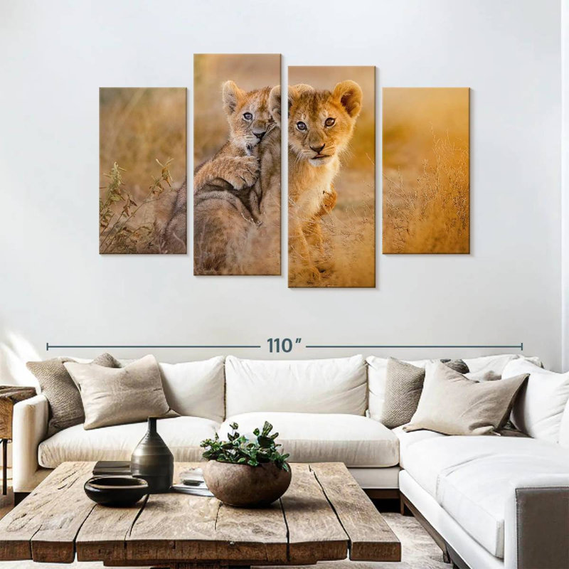 Adorables lionceaux Brampt, H 54 po x l 84 po