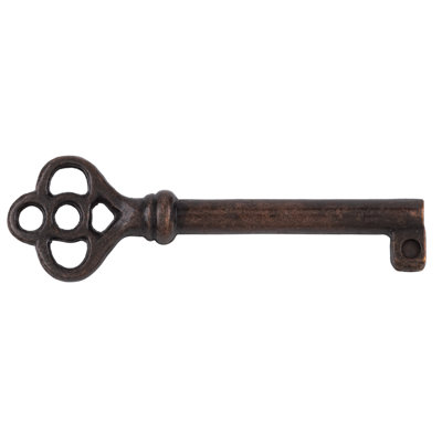 Clé squelette tonneau creux plaqué cuivre antique