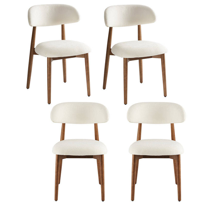 Upholstered Solid Wood Dining Chair Side Chair, Beige