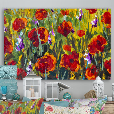 Red Poppies Spring Flower - reproduction de cadre flottant sur toile