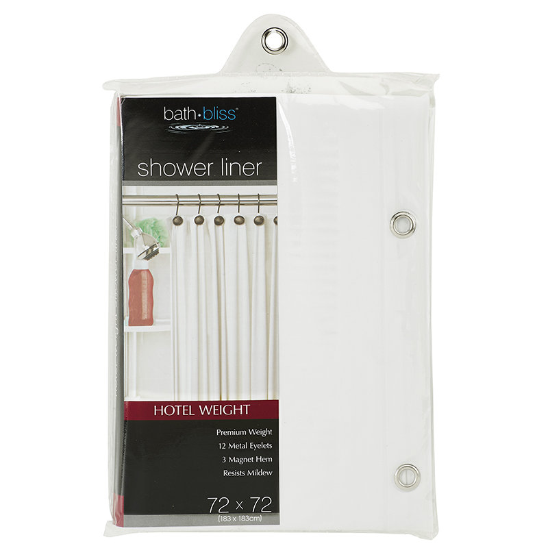 Falko Shower Curtain Liner with Weighted Hem, White