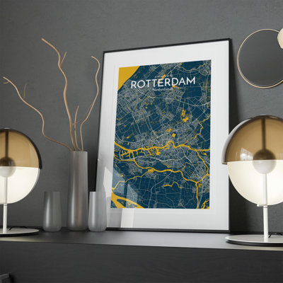 Rotterdam City Map In Amuse - No Frame Print