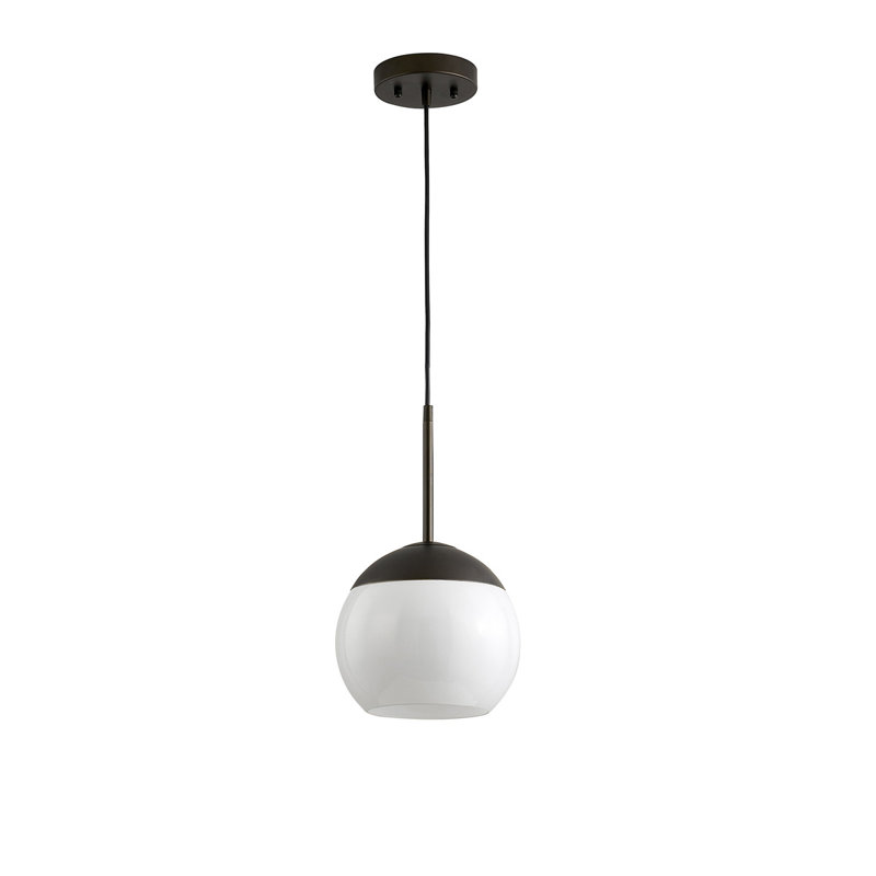 Melveen Globe Glass Pendant Lamp, Dark Bronze, White