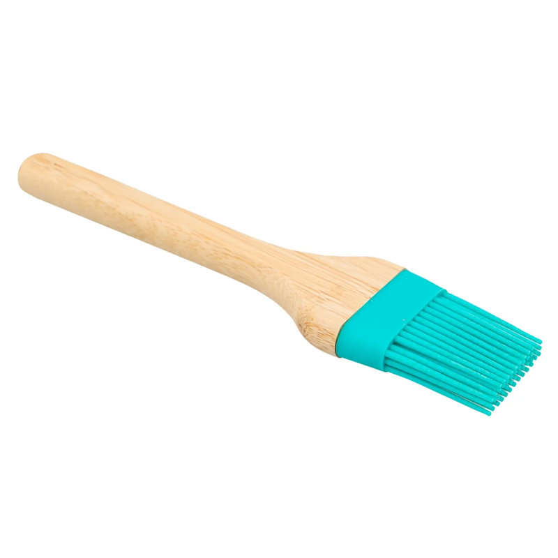 Ensemble de 2 pièces brosse en bambou silicone bleu sarcelle - 9 po de long