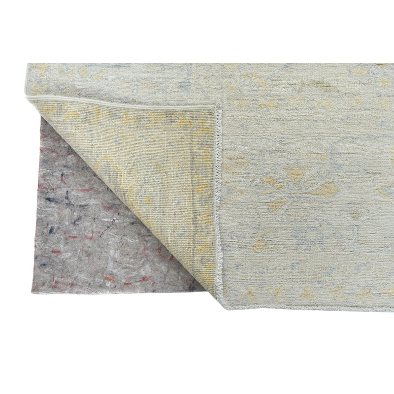 Tapis oriental Oushak de style transitionnel beige discret 9 x 12 de conception unique