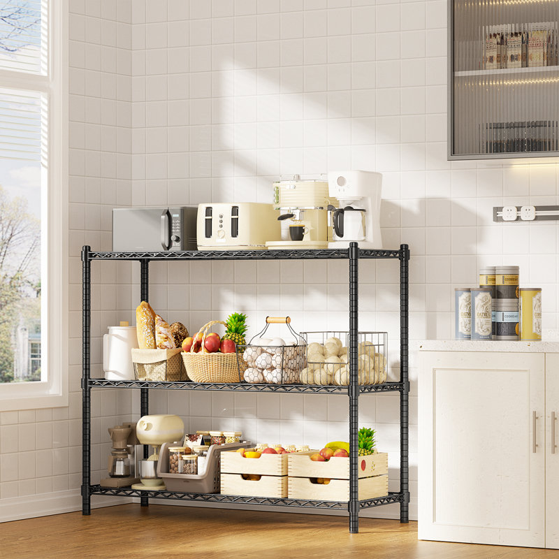 Height-Adjustable Garage Wire Shelving Unit for Kitchen, Laundry Room, Pantry, Warehouse, Basement, Black
