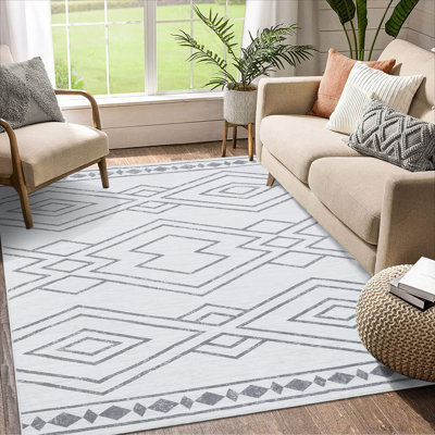 Washable Low Pile Striped Rug Modern Abstract Area Rugs for Living Room Non Slip Bedroom Rug Indoor Stain Resistant Carpet for Kitchen Soft Floor Mat Contemporary Foldable Rug Home Office Dorm
