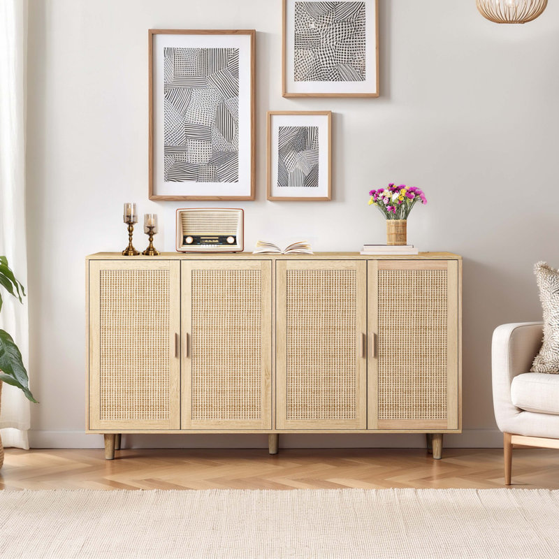 Console en bois avec 2 armoires, bois