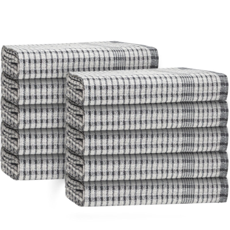 Cotton Stripe Jacquard Tea Towel Kitchen Towel, Grey