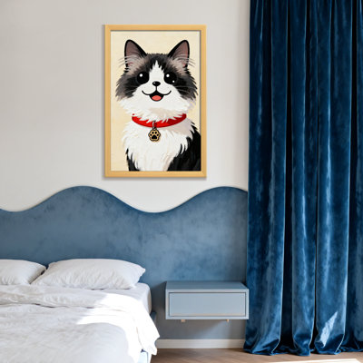 Animals Cute Cat With Red Collar And Paw Tag