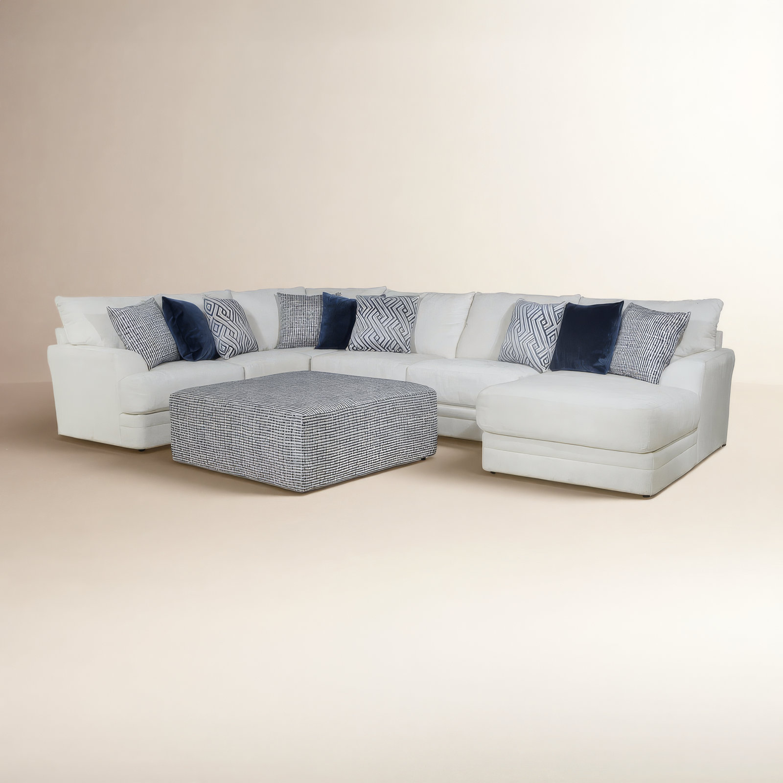 Mazekine Modular Upholstered U-Sectional, Right Hand Facing