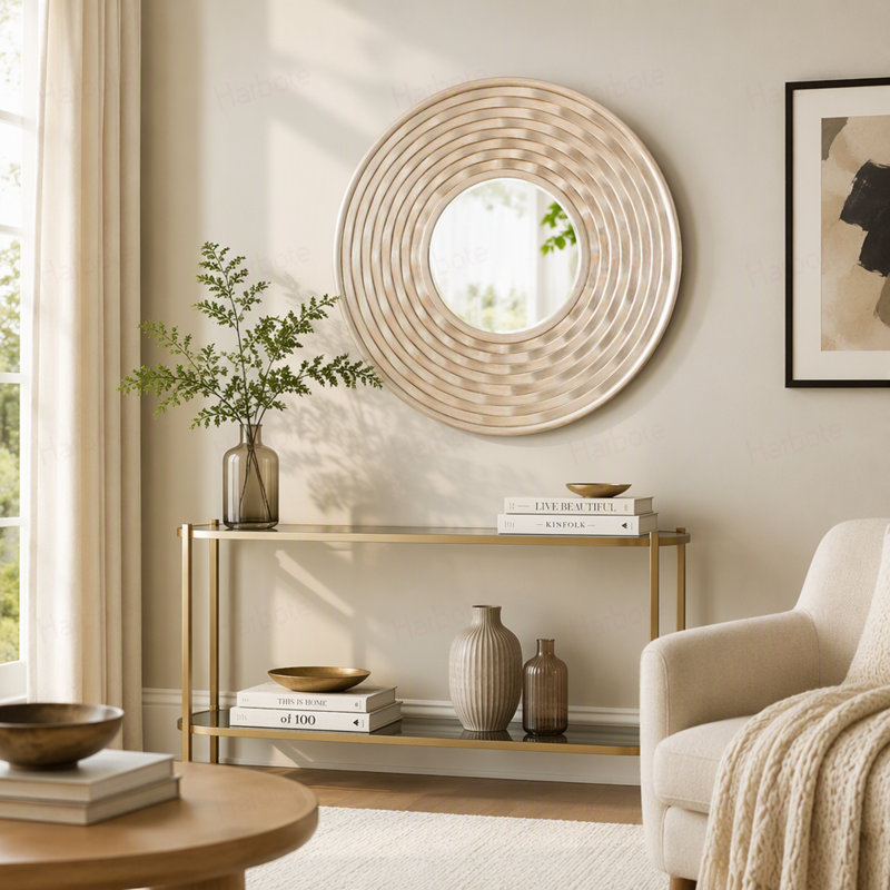 Miroir rond D31,3 x 2 pouces, miroir mural décoratif